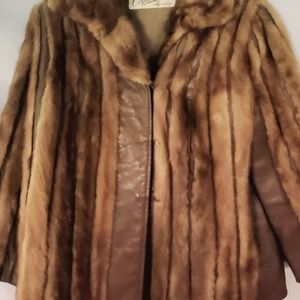 Vintage Mink and leather hip length jacket by capital Furs sz m
